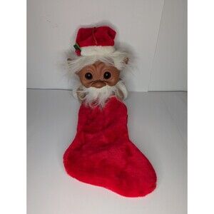 Troll Christmas Stocking Smithy Tag 28” Long Plush Holiday Norfin 1970s Vintage